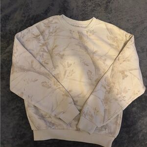 Men's Cream Patterned Crewneck Sweater